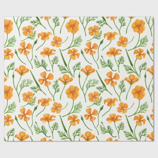 Californische papavers, zomerbloemen, oranje wil cadeaupapier (Vlak)