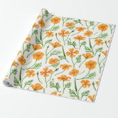 Californische papavers, zomerbloemen, oranje wil cadeaupapier (Uitgerold)