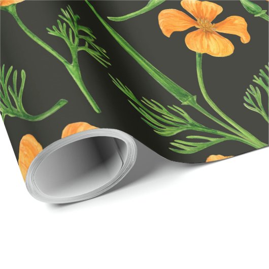 Californische papavers, zomerbloemen, oranje wil cadeaupapier (Rol Hoek)