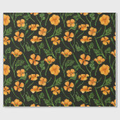 Californische papavers, zomerbloemen, oranje wil cadeaupapier (Vlak)