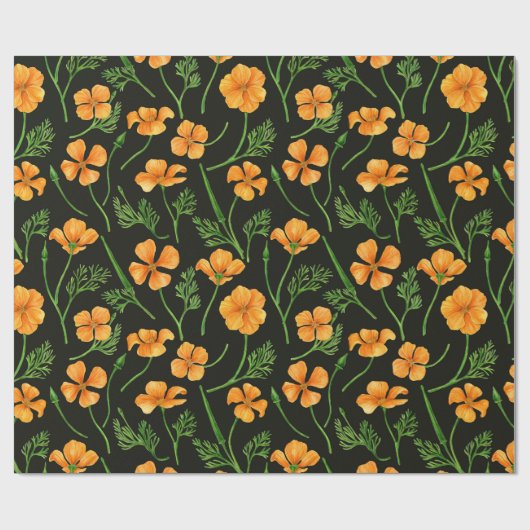 Californische papavers, zomerbloemen, oranje wil cadeaupapier (Vlak)