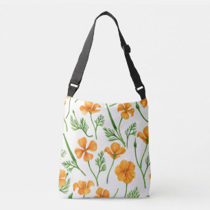 Californische papavers, zomerbloemen, oranje wil crossbody tas