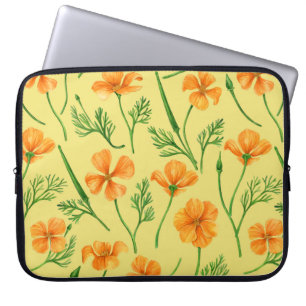 Californische papavers, zomerbloemen, oranje wil laptop sleeve