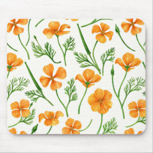 Californische papavers, zomerbloemen, oranje wil muismat