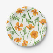 Californische papavers, zomerbloemen, oranje wil papieren bordje (Voorkant)