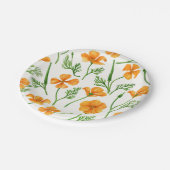 Californische papavers, zomerbloemen, oranje wil papieren bordje (Gekanteld)
