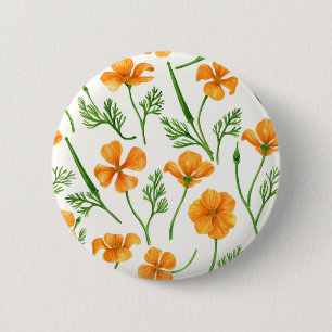 Californische papavers, zomerbloemen, oranje wil ronde button 5,7 cm