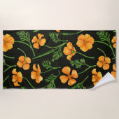 Californische papavers, zomerbloemen, oranje wil strandlaken (Voorkant)