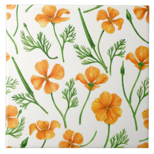 Californische papavers, zomerbloemen, oranje wil tegeltje