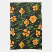 Californische papavers, zomerbloemen, oranje wil theedoek (Verticaal)