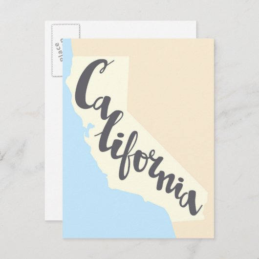 Californische penseel met Silhouette Map Briefkaart (Voorkant / Achterkant)