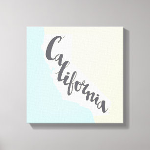 Californische penseel met Silhouette Map Canvas Afdruk