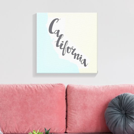 Californische penseel met Silhouette Map Canvas Afdruk (Insitu (Woonkamer))