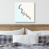 Californische penseel met Silhouette Map Canvas Afdruk (Insitu (Slaapkamer))