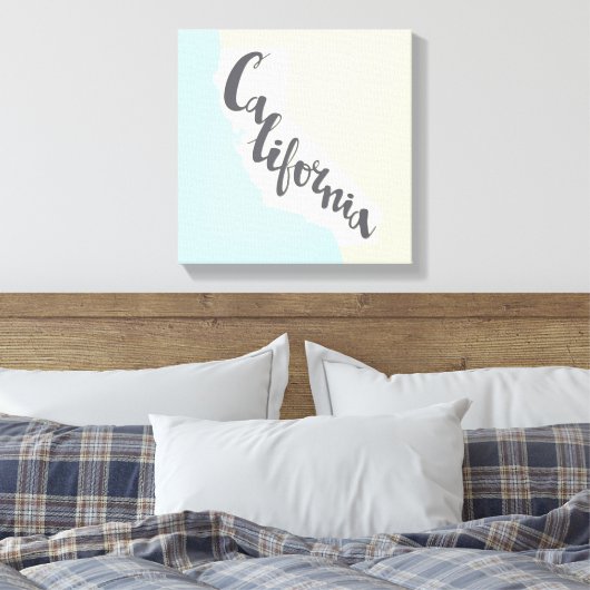 Californische penseel met Silhouette Map Canvas Afdruk (Insitu (Slaapkamer))