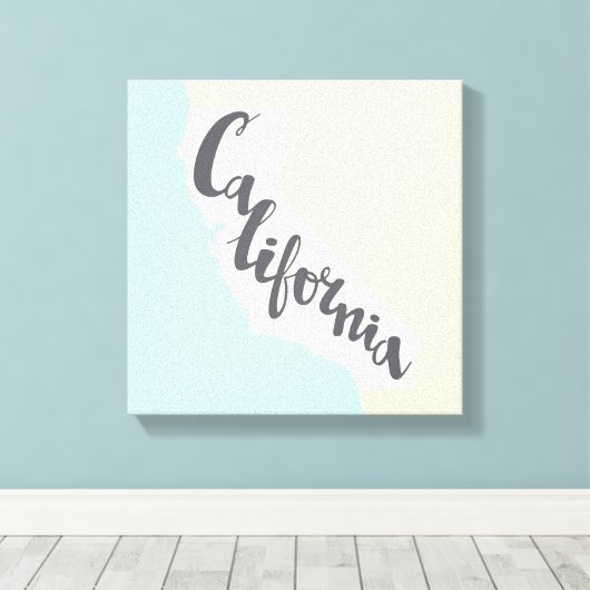 Californische penseel met Silhouette Map Canvas Afdruk (Insitu (Houten vloer))