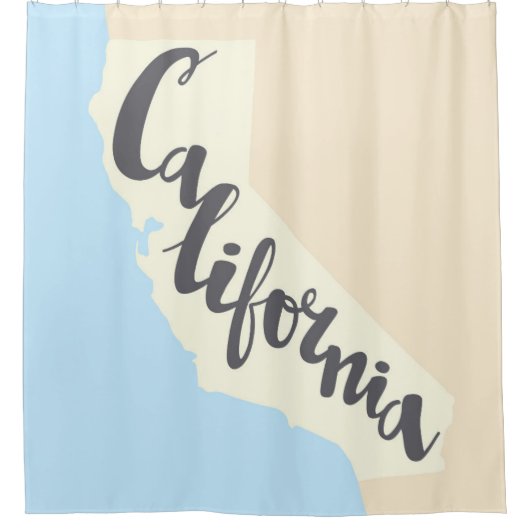 Californische penseel met Silhouette Map Douchegordijn (Voorkant)
