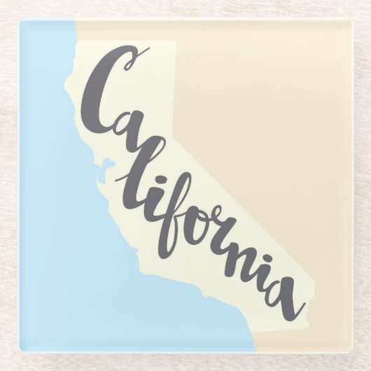 Californische penseel met Silhouette Map Glazen Onderzetter (Voorkant)