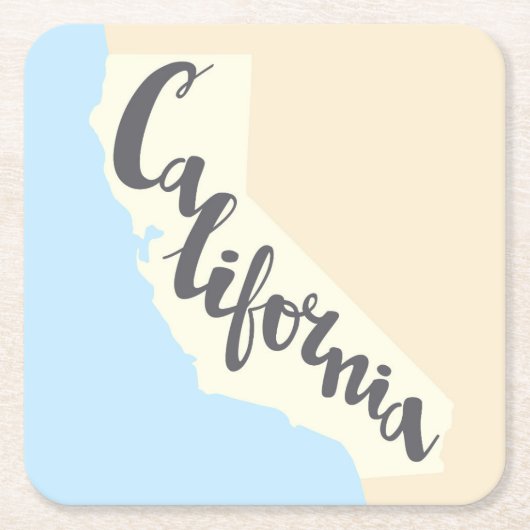 Californische penseel met Silhouette Map Kartonnen Onderzetters (Voorkant)