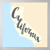 Californische penseel met Silhouette Map Poster (Voorkant)