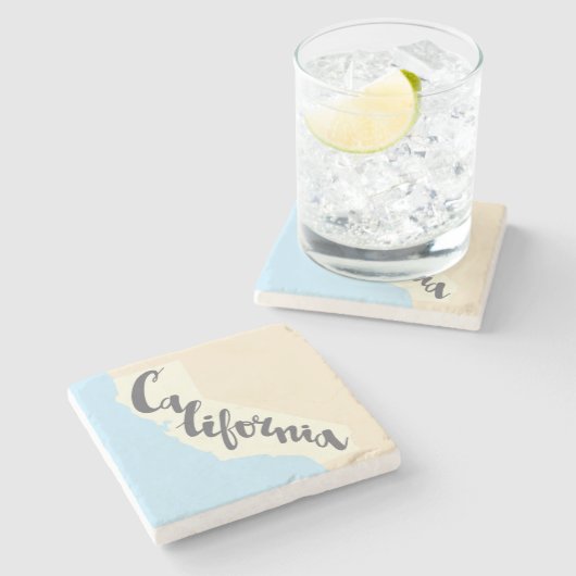 Californische penseel met Silhouette Map Stenen Onderzetter (Zijkant)