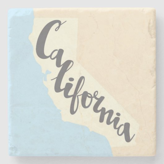Californische penseel met Silhouette Map Stenen Onderzetter (Voorkant)
