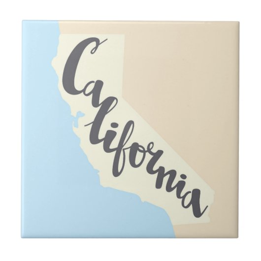 Californische penseel met Silhouette Map Tegeltje (Voorkant)