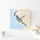 Californische penseel met Silhouette Map Vierkante Klok (Huis)