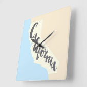 Californische penseel met Silhouette Map Vierkante Klok (Hoek)