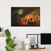 Californische pioners rond een kampvuur (0131A) Poster (Thuiskantoor)