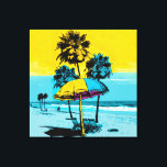 Californische Pop Art Canvas Afdrukken<br><div class="desc">Ervaar de lol en levendigheid van een Californische strand met onze verbluffende pop canvas afdruk. Met felle en vette kleuren in tinten blauw en geel, legt dit opvallende stuk de essentie van het strand vast met speelse strandparaplu's en wringende palmbomen. Hang het in uw woonkamer, slaapkamer, of huis kantoor om...</div>