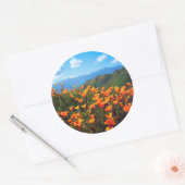 Californische poppies met een heuvel ronde sticker (Envelop)