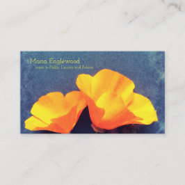 Californische poppies op blauw contactkaartje
