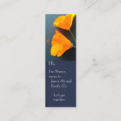 Californische poppies op blauwe achtergrond mini visitekaartje (Voorkant)