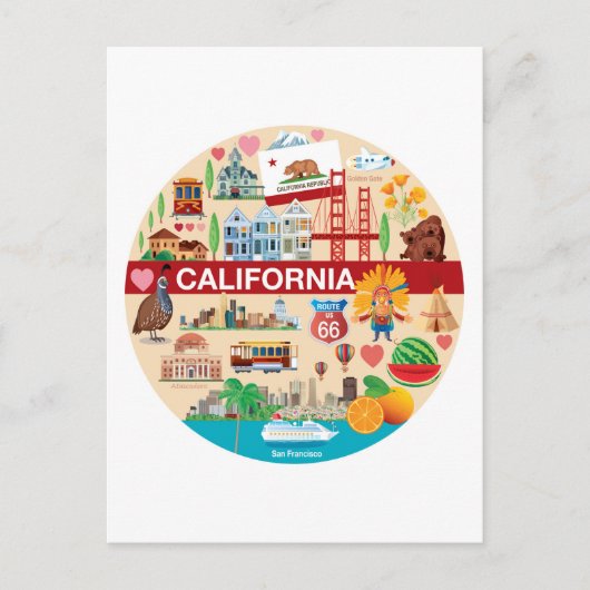 Californische reizen briefkaart (Voorkant)