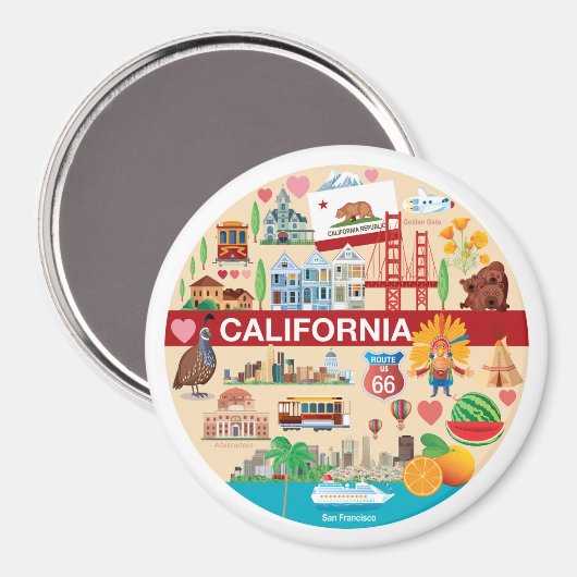 Californische reizen magneet (Voorkant / Achterkant)