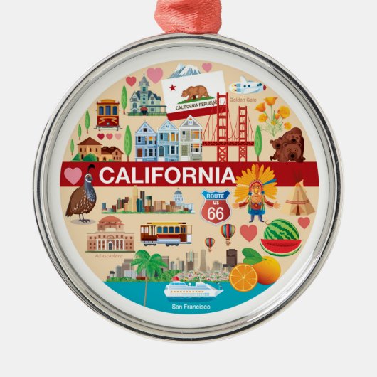 Californische reizen metalen ornament (Voorkant)