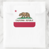 Californische Republiek Beerenvlag: Cali Gouden St Vierkante Sticker (Tas)