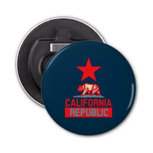 Californische republiek in blauw stijldecor button flesopener