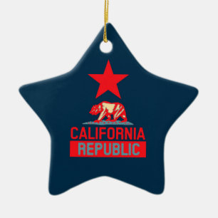 Californische Republiek in het rood en blauw stijl Keramisch Ornament