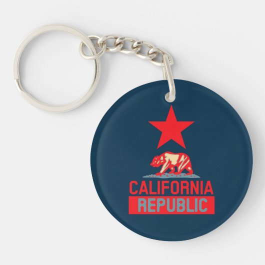 Californische Republiek in het rood en blauw stijl Sleutelhanger (Voorkant)