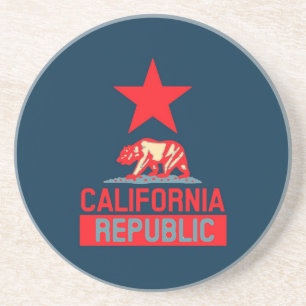 Californische Republiek in het rood en blauw stijl Zandsteen Onderzetter