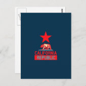 Californische Republiek in het Stijlrood en blauw Briefkaart (Voorkant / Achterkant)