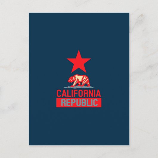 Californische Republiek in het Stijlrood en blauw Briefkaart (Voorkant)