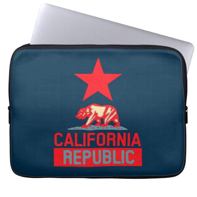 Californische Republiek in Retro Pop Style Laptop Sleeve (Voorkant)