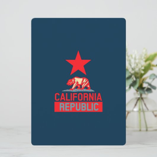 Californische Republiek in stijl op blauw (Staand voorkant)