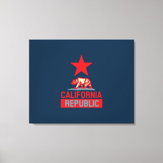 Californische Republiek in stijl op blauw Canvas Afdruk (Voorkant)
