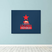 Californische Republiek in stijl op blauw Canvas Afdruk (Insitu (Houten vloer))