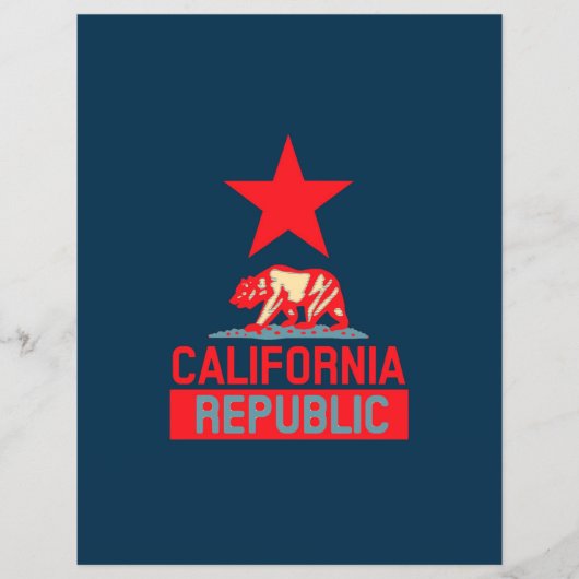 Californische Republiek in stijl op blauw Flyer (Voorkant)