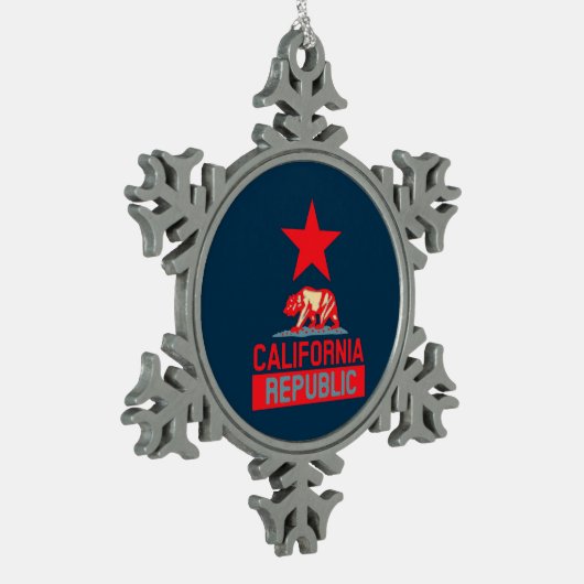 Californische Republiek in Urban Hope Style Tin Sneeuwvlok Ornament (Links)